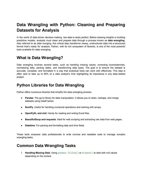 Data Wrangling with Python_ Cleaning and Preparing Datasets for ...