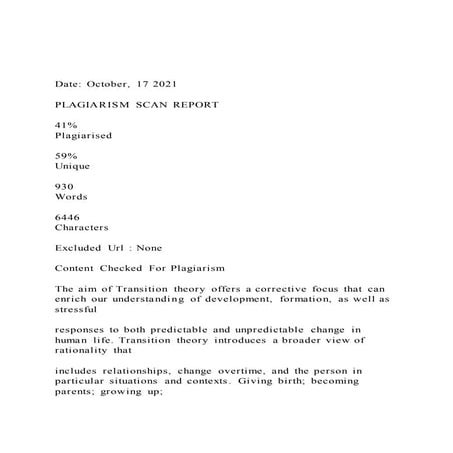 Date October, 17 2021 PLAGIARISM SCAN REPORT41Plag