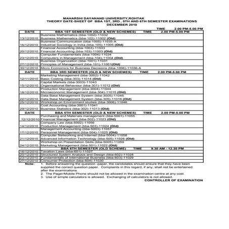 Datesheet bba1st3rd5th6th sem_dec2010
