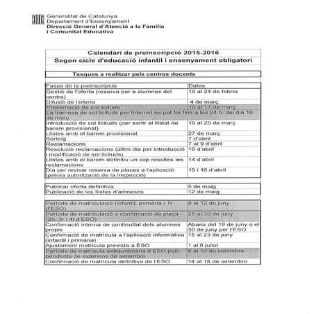 Dates preinscripcions
