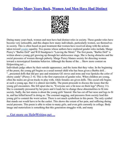 Dating Many Years Back, Women And Men Have Had Distinct