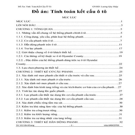 Đề tài: Tính toán kết cấu ô tô, HAY, 9đ