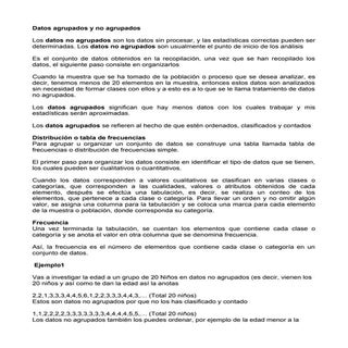 Datos agrupados y no agrupados