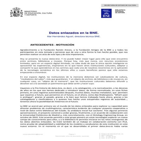 Datos enlazados en la BNE. Mar Hernández Agustí