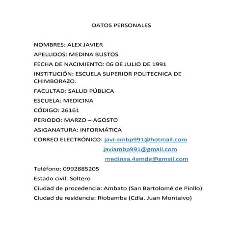 Datos personales | PDF