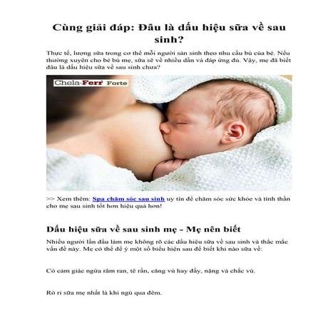 Cùng giải đáp: Đâu là dấu hiệu sữa về sau sinh?