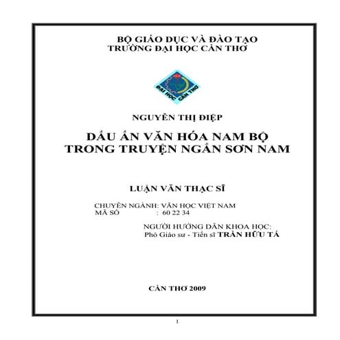 Dấu ấn văn hoá Nam Bộ trong truyện ngắn Sơn Nam 
