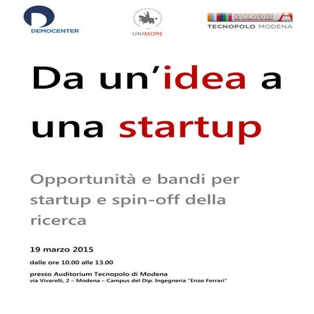 Da un'idea a una startup