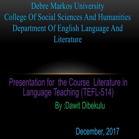 Literature in  Language Teaching 