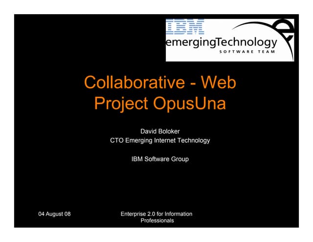 IBM Presentation, E2.0, Sydney