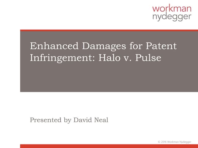 Enhanced Damages for Patent Infringement - Workman Nydegger