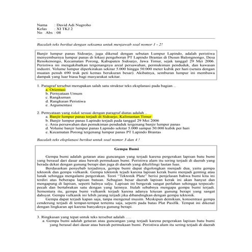 20 Soal dan Jawaban Bahasa Indonesia SMA/SMK/MA