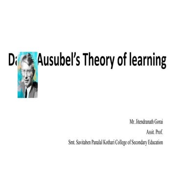 David Ausubel’s Theory of learning PPT by Dr. Jitendranath Goraipptx