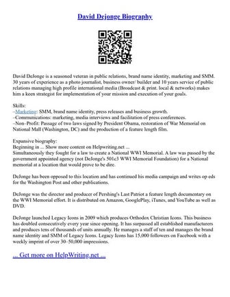David Dejonge Biography