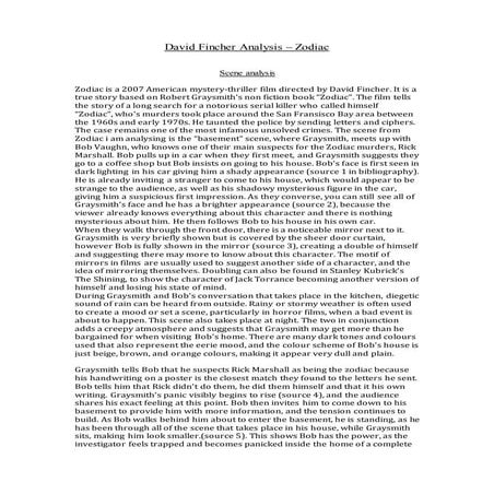 David fincher analysis essay – zodiac