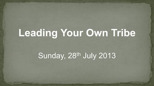 Leading Your Own Tribe (by Dr David...