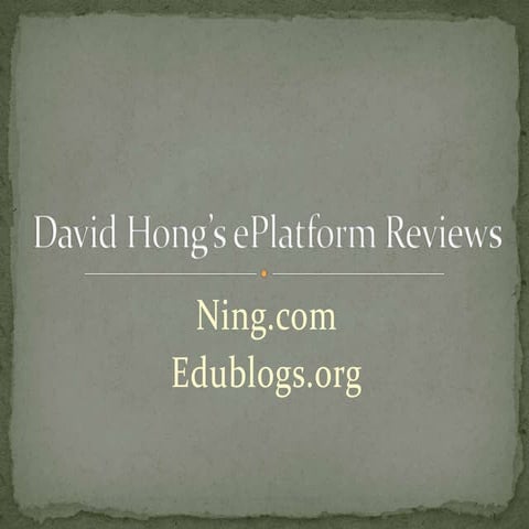 David  Hong’s E Platform  Reviews
