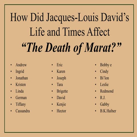 "The Death of Marat" by Jacques-Luis David, a Class Analysis Project