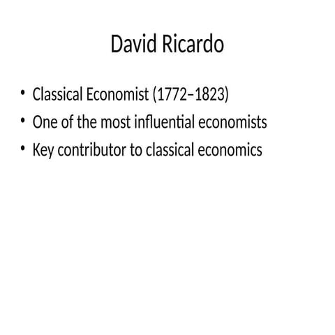 David Ricardo and the Foundations of Classical Economics: Trade, Labor ...