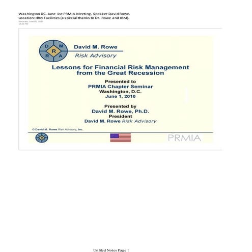 David rowe copyright lessons from the great recession