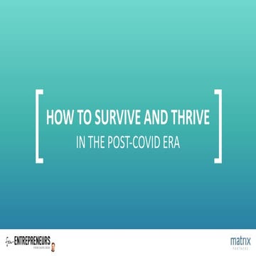 David Skok - How to survive and thrive in the post COVID era
