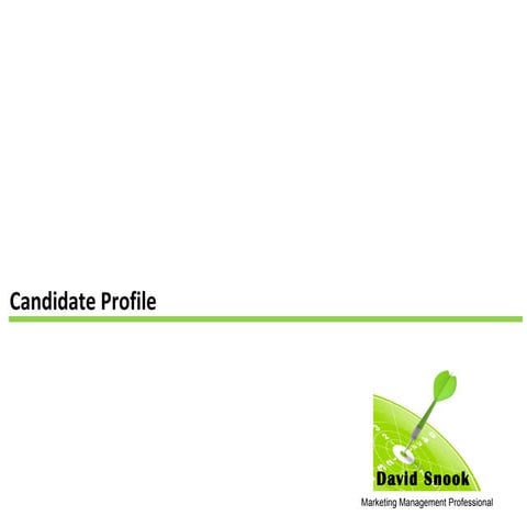 David Snook Candidate Profile, 6 28 12
