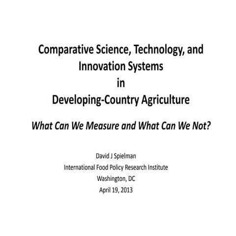 Comparative Science, Technology, and Innovation Systems in Developing-Country...