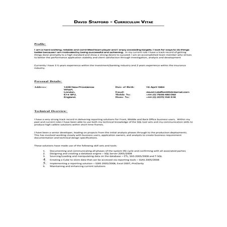 David Stafford   CV  Feb 10