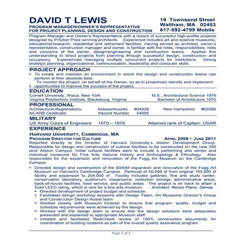 David T. Lewis Unabridged Resume
