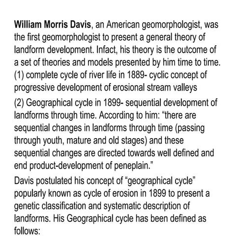 Davis Theory -William Morris Davis- Geomophology Chapter