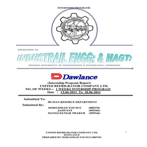 Dawlance internship report