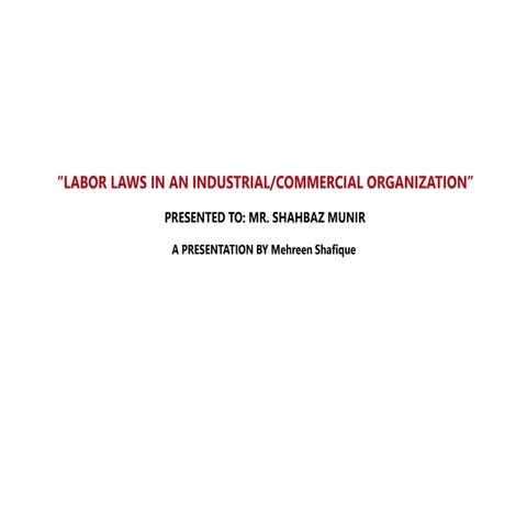 DAWN-“LABOR LAWS IN AN INDUSTRIAL/COMMERCIAL ORGANIZATION”