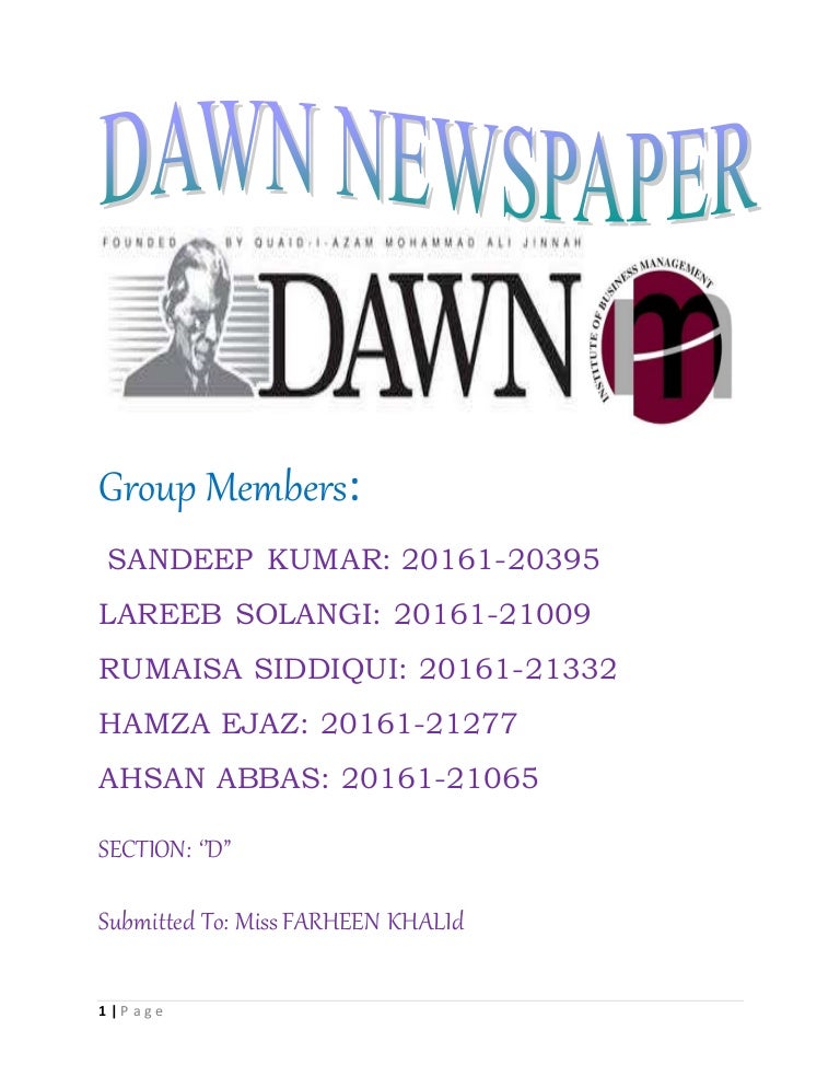 Dawn Newspaper term report