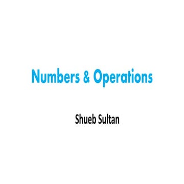 Teaching numbers and Operations in Mathematics