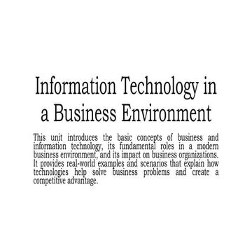 Day-1-Lesson. Information Technology in business