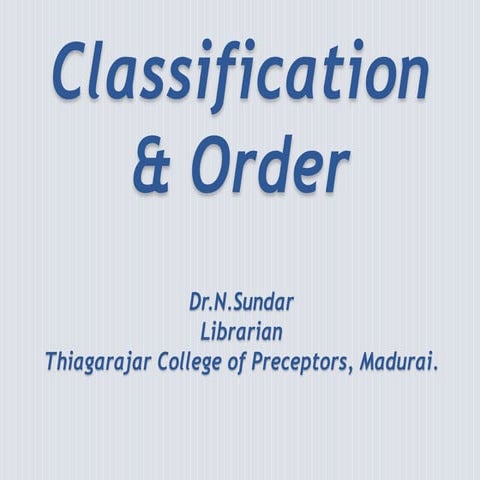 Classification and Order | PPT