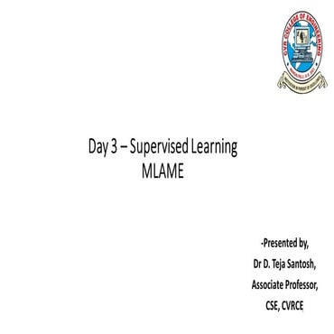 CVR MLAME FDP - Day-3 FN Session - Supervised Learning