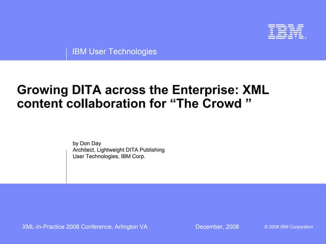 Growing DITA across the enterprise
