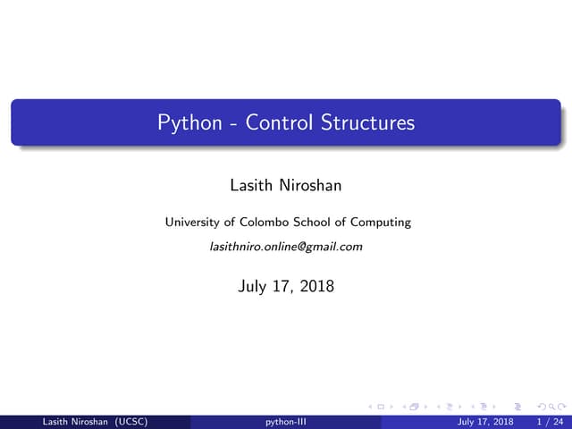 Python - Control Structures | PPT