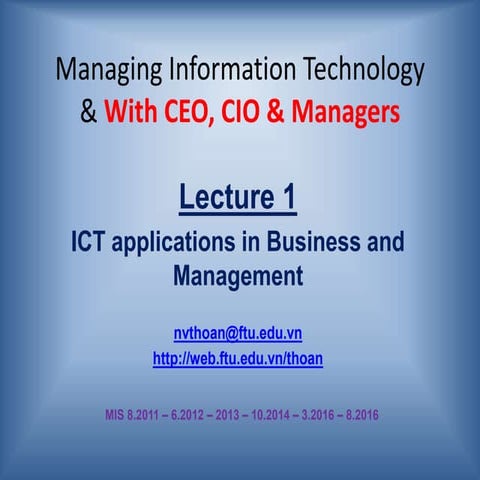 Management Information Systems - MIS Lectures - Day 1   cio and mis - part 1