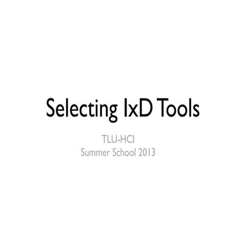TSS 2013 – Interactive Design Tools