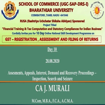 Appeals and assessment of goods and services tax