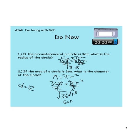 Day 10 factoring with gcf