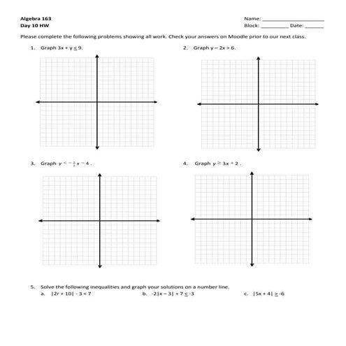 Day 10 (Graphing Inequalities) Hw