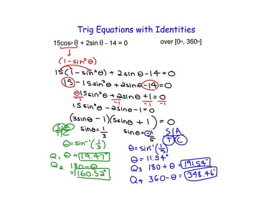 Lsn 11-3 Solving Second Degree Trig Equations | PPT