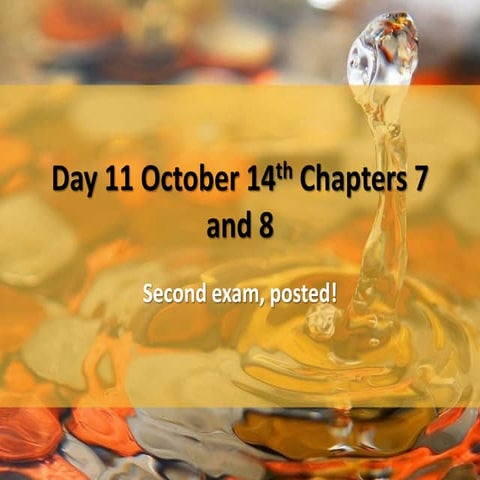 Day 11 oct 14th chapter 7 and 8