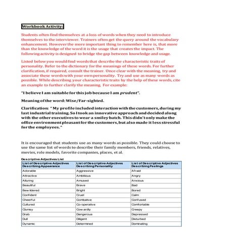 Adjectives to describe your personality | PDF