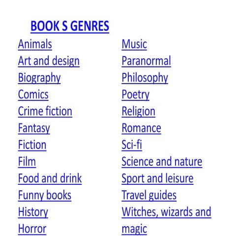 Day 13 boo k genres | PPT