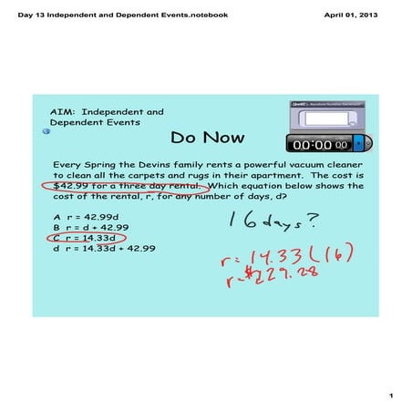 Day 13 independent and dependent events