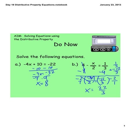 Day 19 distributive property equations